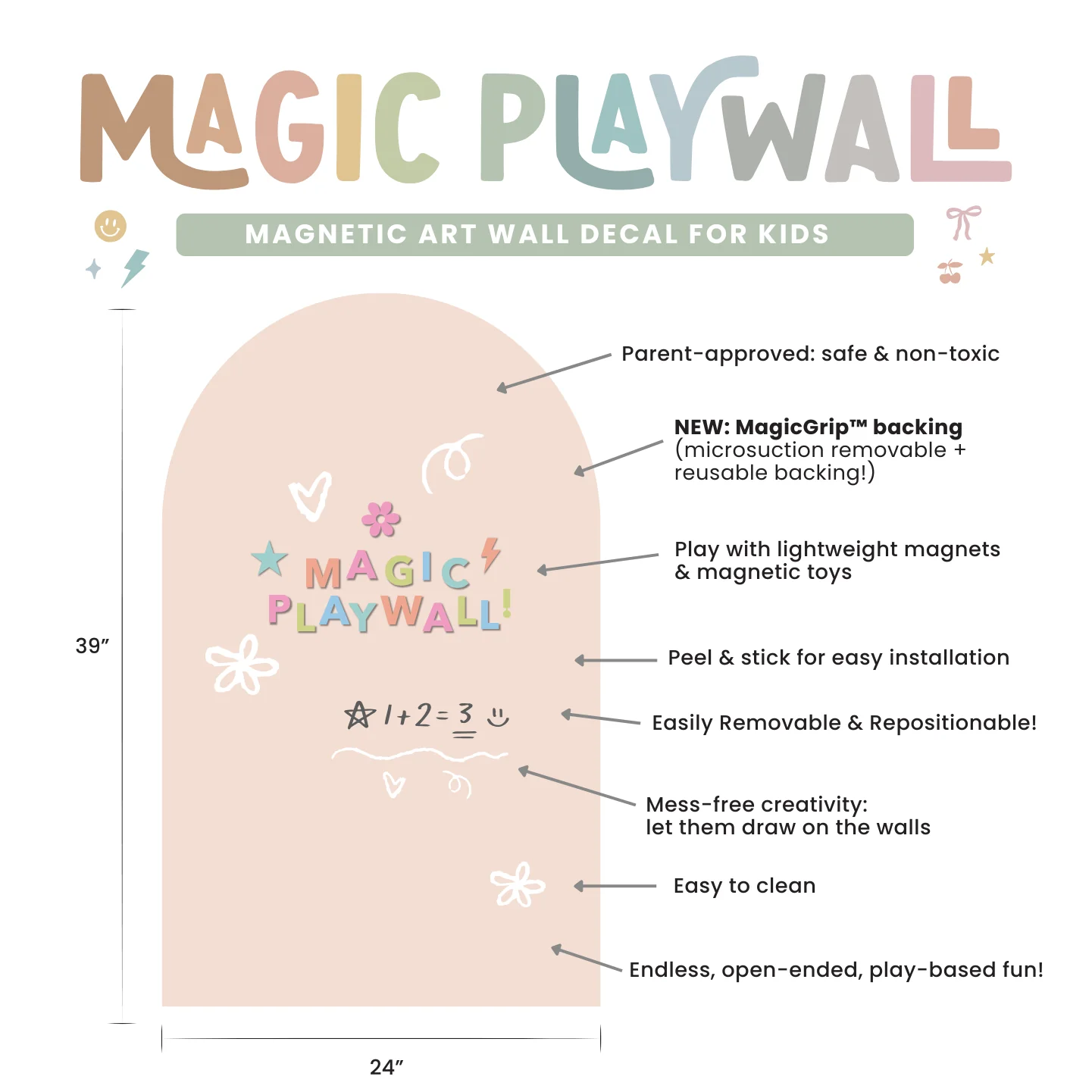 Magic Playwall - Original Arch Magnetic Wall Decal for Kids - Image 3