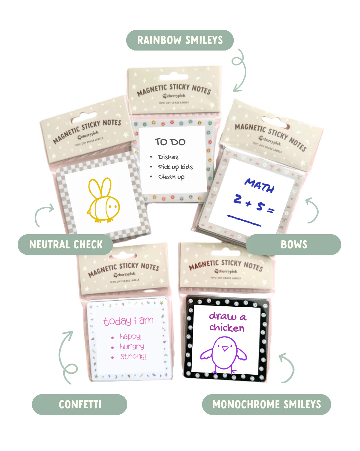 Magnetic Sticky Notes (10pc Dry Erase Labels) - Image 2