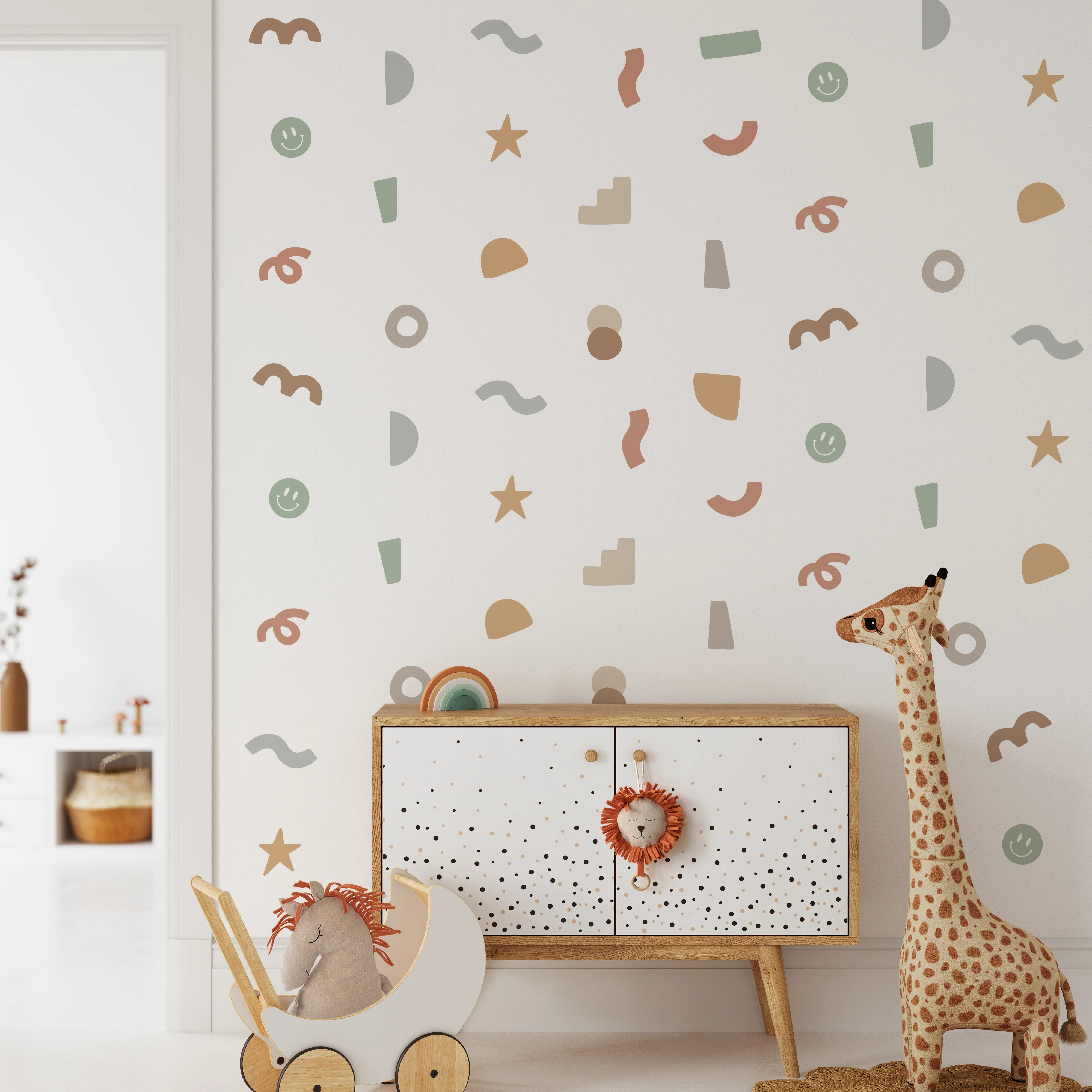 Peel & Stick Fabric Wall Stickers - Abstract Shapes (Earthy) - Image 3