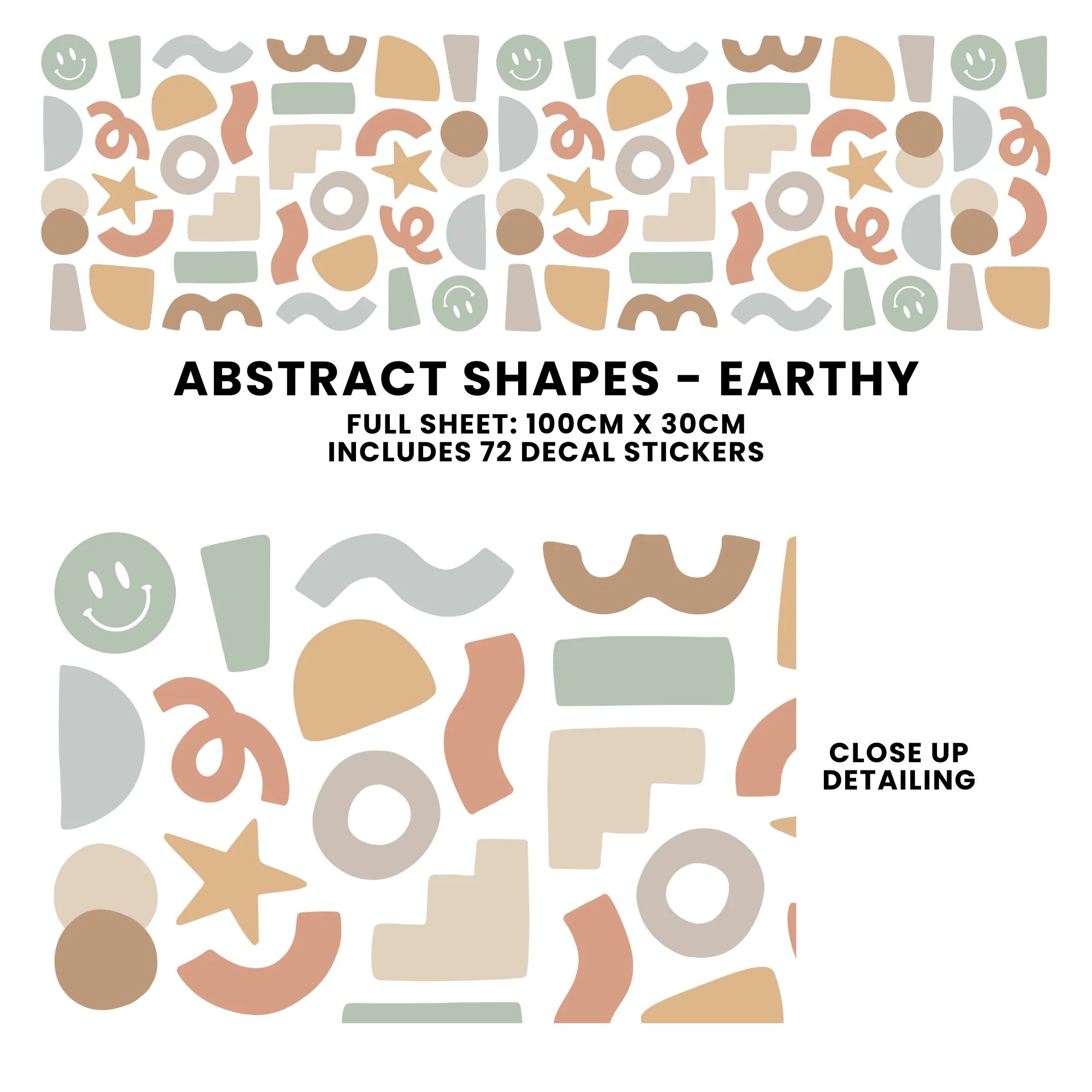 Peel & Stick Fabric Wall Stickers - Abstract Shapes (Earthy) - Image 5