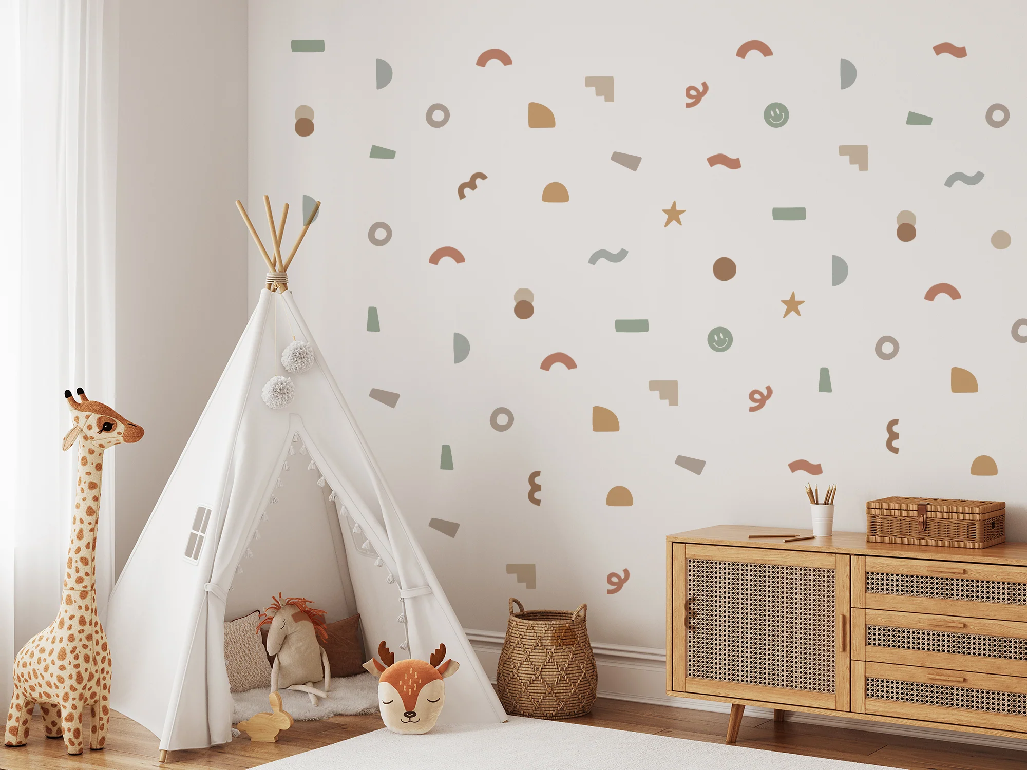 Peel & Stick Fabric Wall Stickers - Abstract Shapes (Earthy) - Image 6