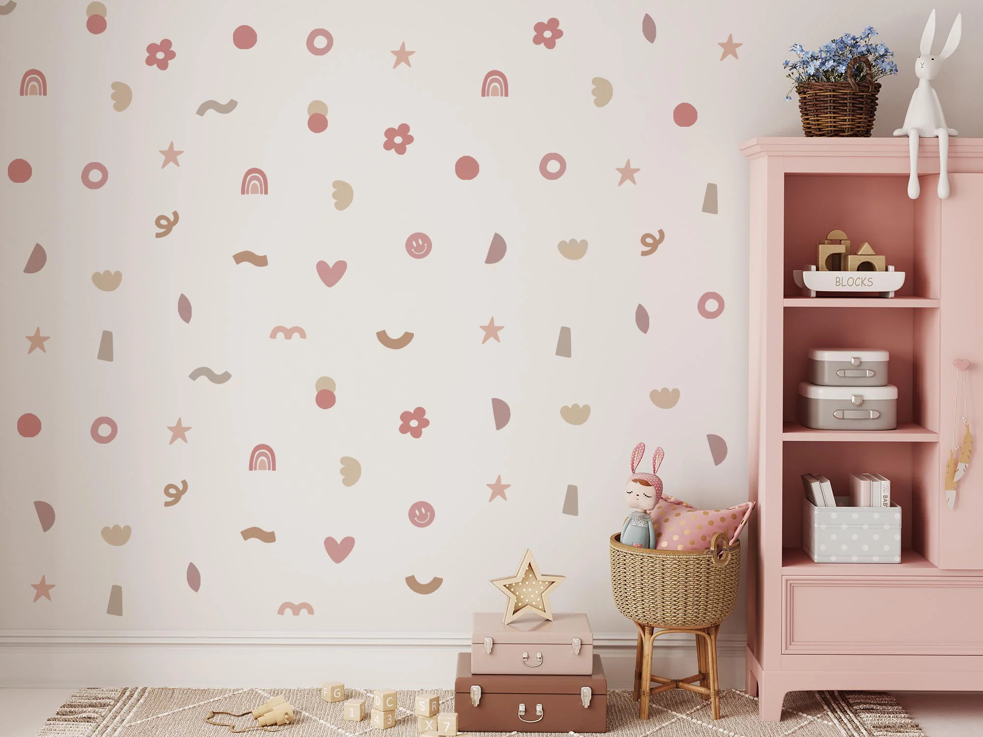 Peel & Stick Fabric Wall Stickers - Abstract Shapes (Girly) - Image 6