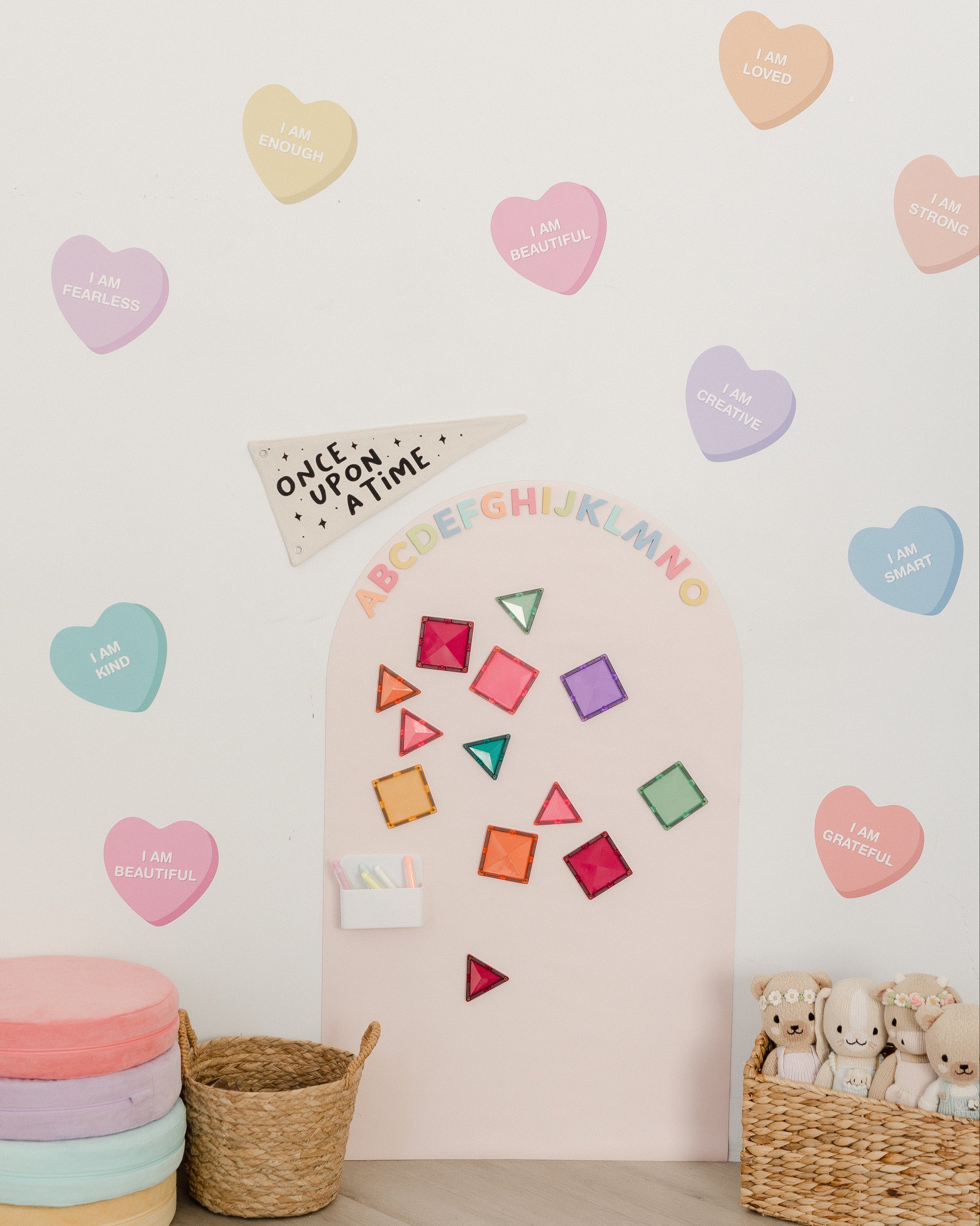 Peel & Stick Fabric Wall Stickers - Affirmation Candy Hearts (Bright) - Image 10
