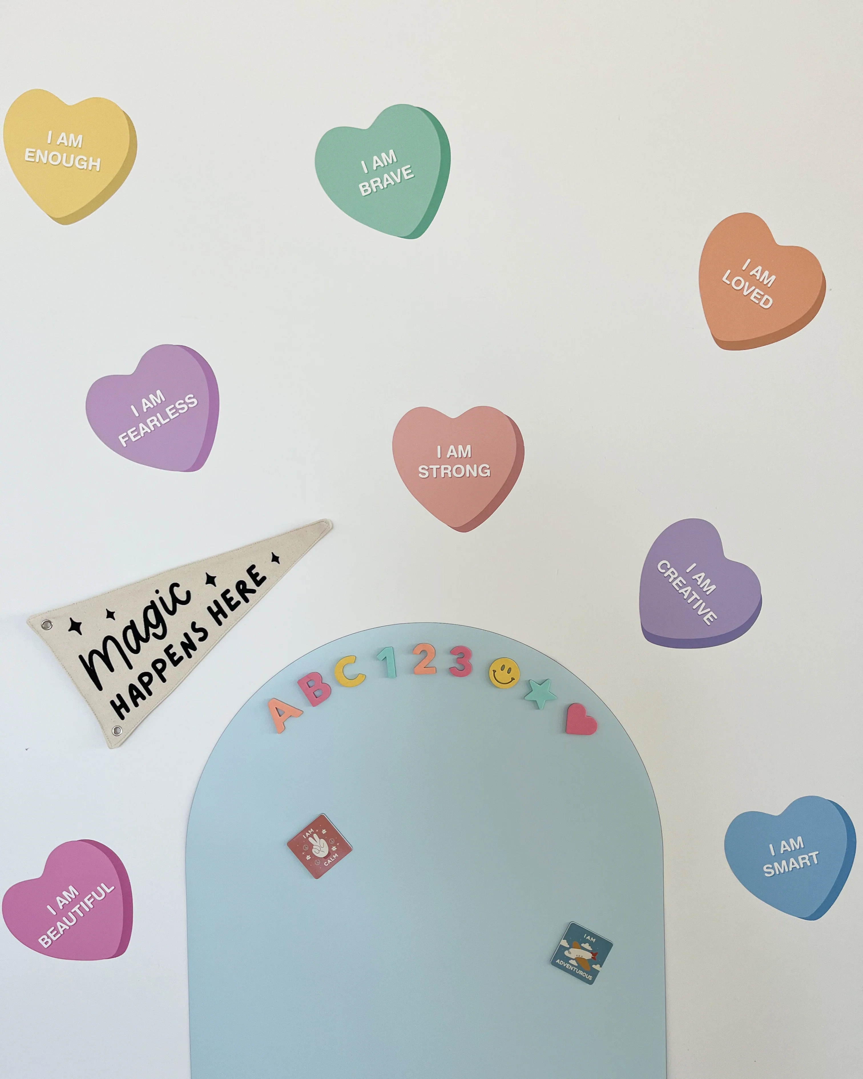 Peel & Stick Fabric Wall Stickers - Affirmation Candy Hearts (Bright) - Image 6