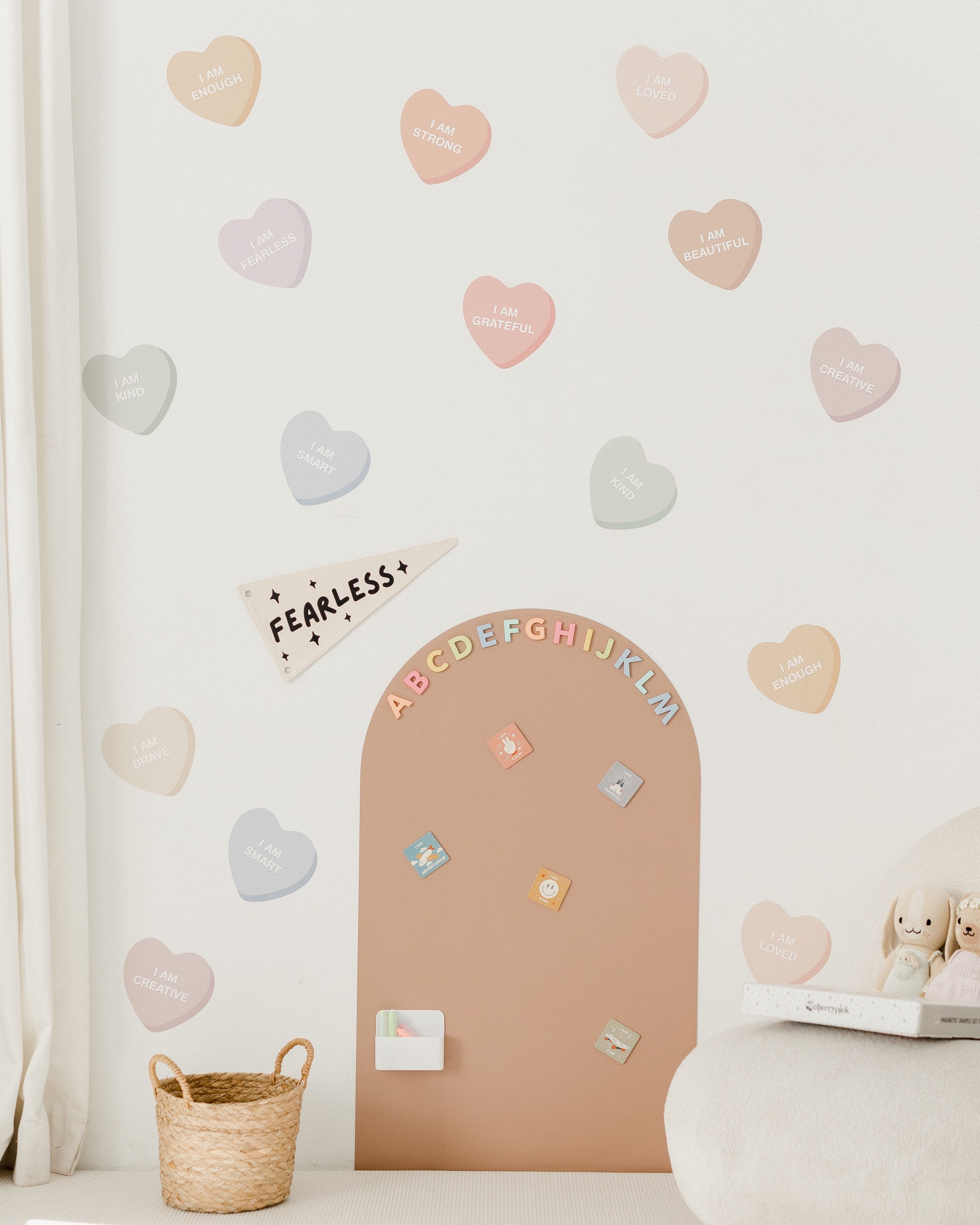Peel & Stick Fabric Wall Stickers - Affirmation Candy Hearts (Muted) - Image 9