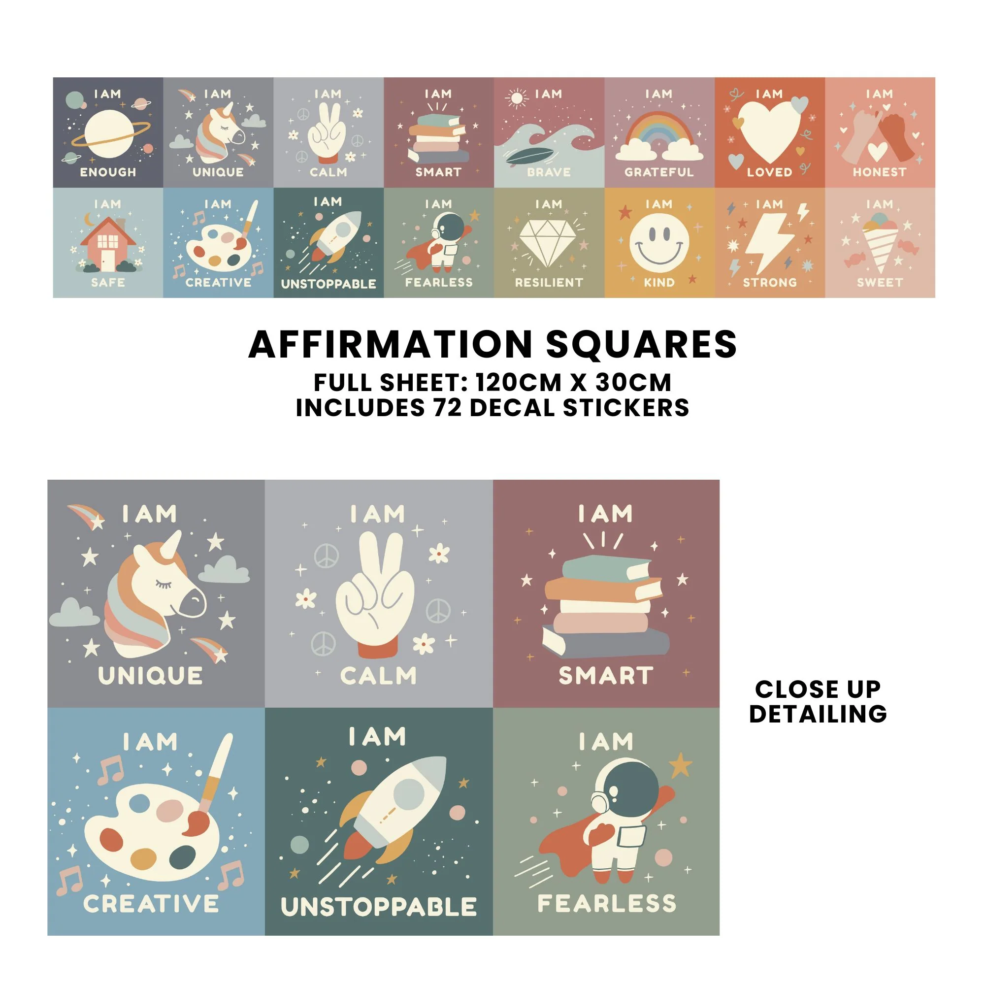 Peel & Stick Fabric Wall Stickers - Affirmation Squares - Image 4