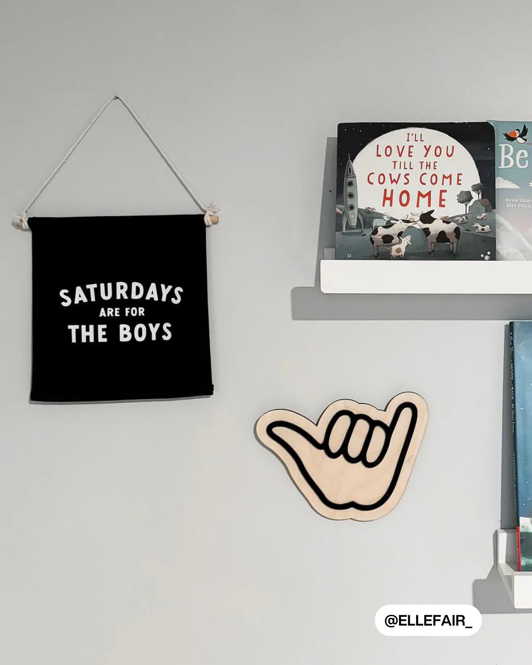 Saturdays Are For The Boys (Black) Canvas Hang Sign - Image 4